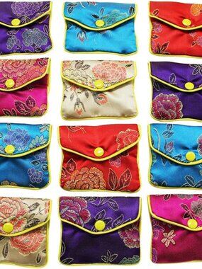 Jewellery Jewelry Silk Purse Pouch Gift Bags, Multiple Colors, Pack of 12 Small